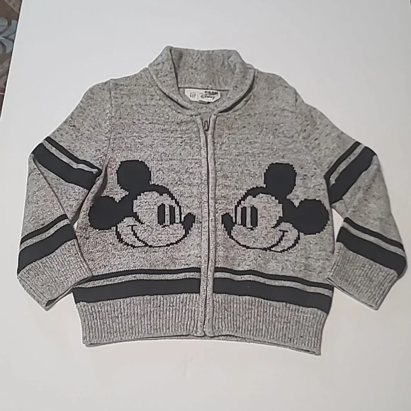 Baby Gap Disney Mickey Mouse Zip-Up Cardigan/Sweater Size 3 Year - Picture 5 of 11